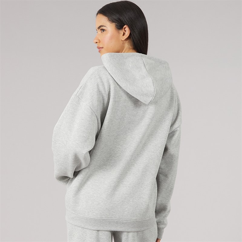 Womens Oversized Zip-Through Hoodie Grey Marl - Image 2