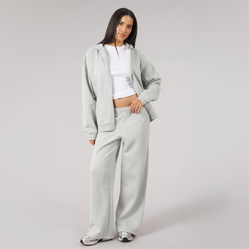 Womens Oversized Zip-Through Hoodie Grey Marl - Image 4