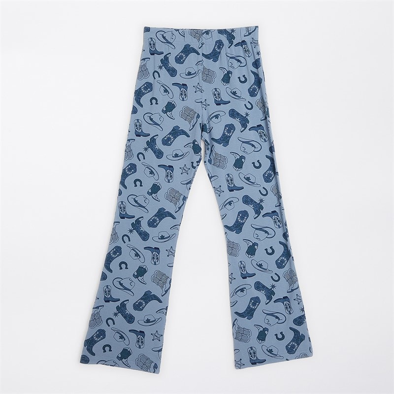 Girls Cowgirl Sweatshirt And Flared Leggings Set Blue - Image 4