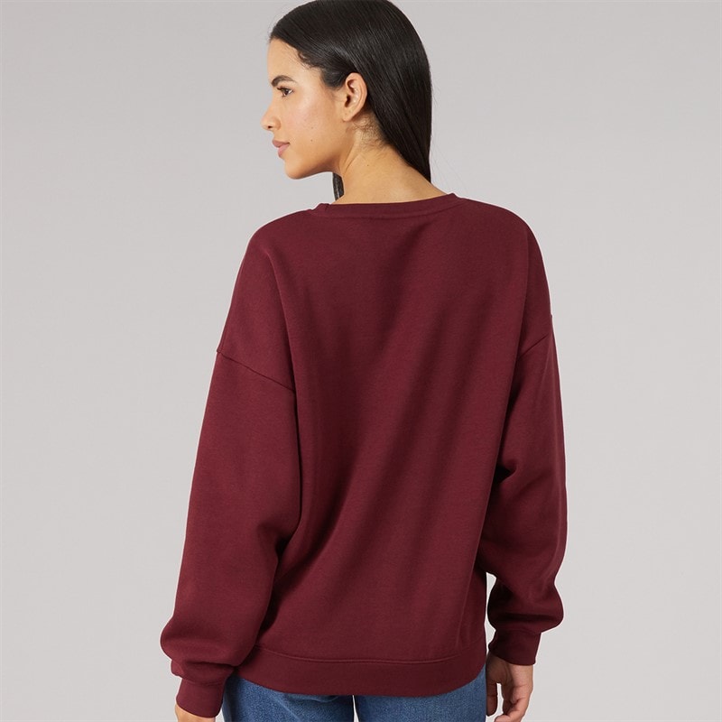 Womens Oversized Sweatshirt Burgundy - Image 2