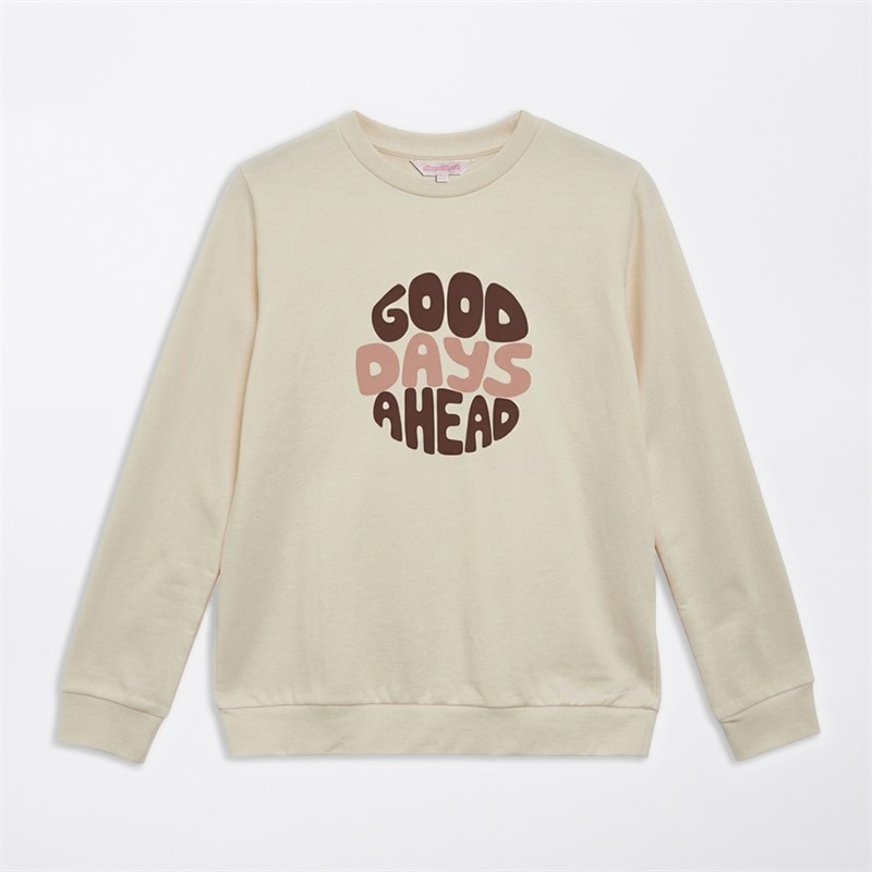 Girls Good Days Sweatshirt and Leggings Set Beige/Brown - Image 2