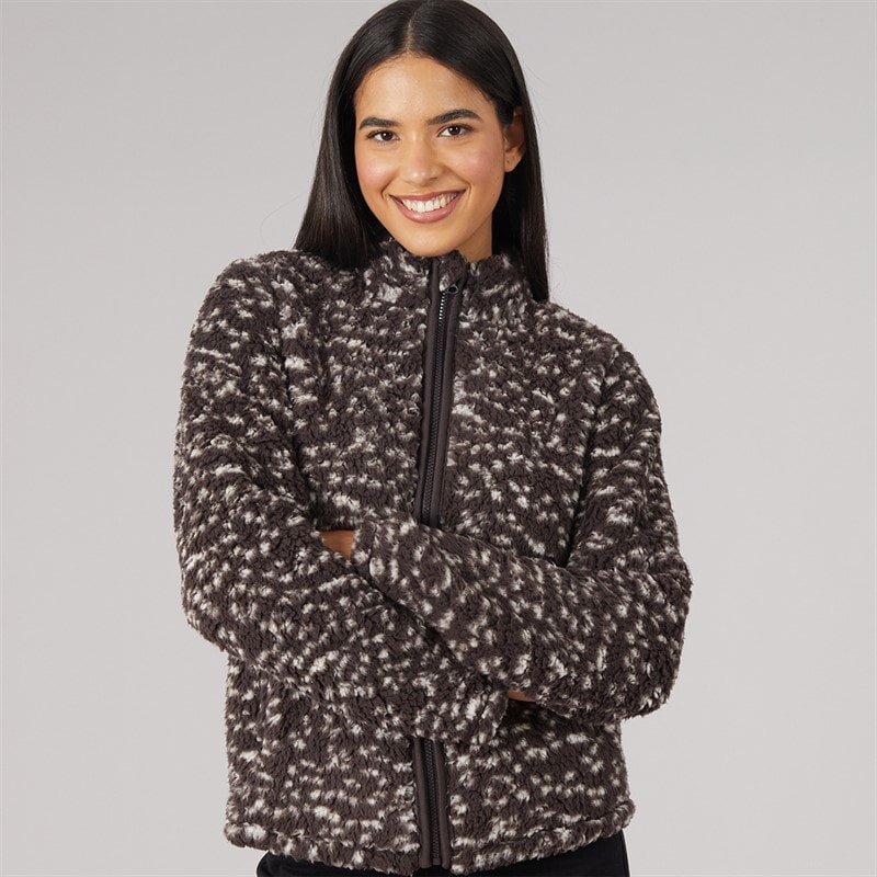 Womens Animal Print Fleece Zip Through Multi - Image 3