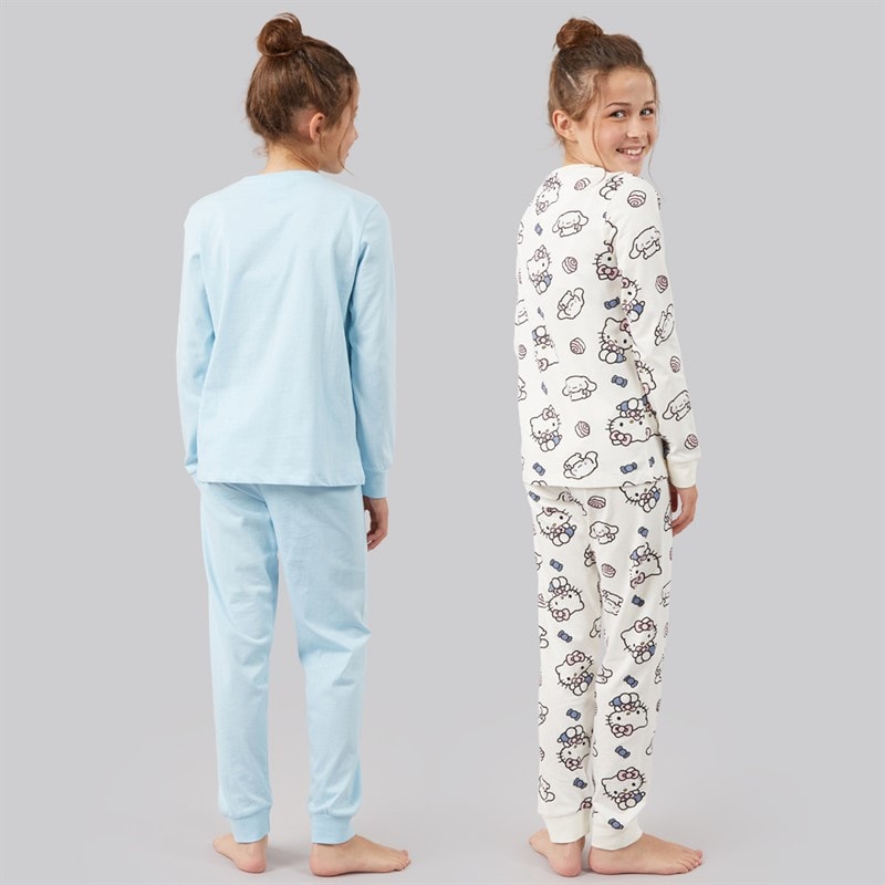 Girls Two Pack Pyjama Sets Blue/Cream - Image 2