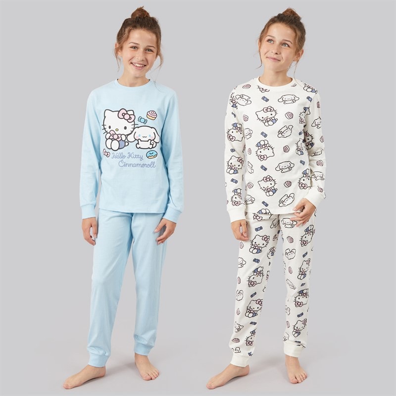 Girls Two Pack Pyjama Sets Blue/Cream - Image 3