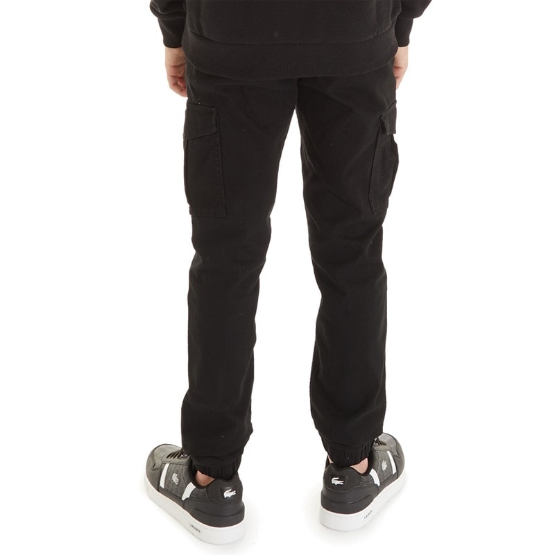 Boys Marco Dean Cuffed Cargo Pants Black - Image 2