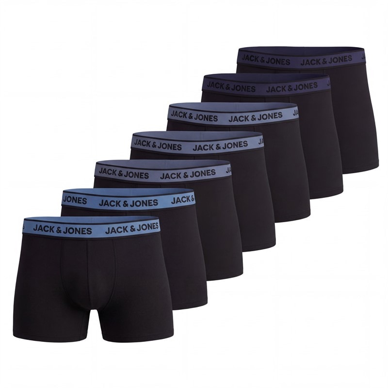 JACK & JONES Mens Jacjohn Solid Seven Pack Trunks Black
