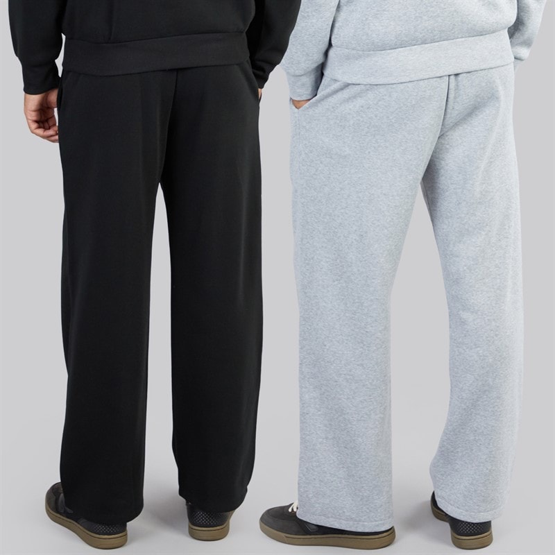 Mens Oversized Two Pack Open Hem Joggers Black/Light Grey Marl - Image 2
