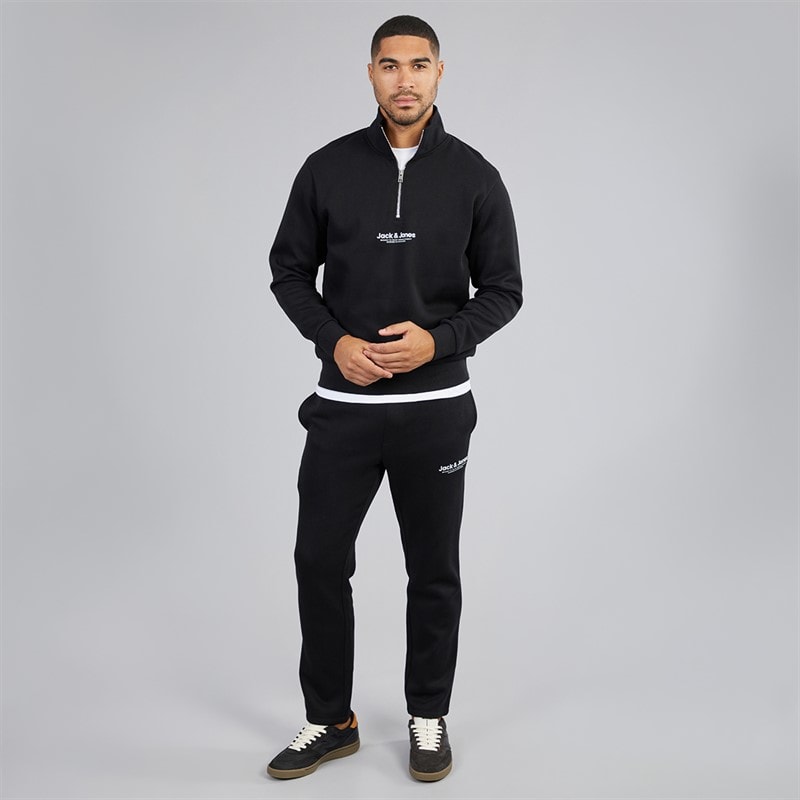 Mens 1/4 Zip Open Hem Tracksuit Black - Image 1