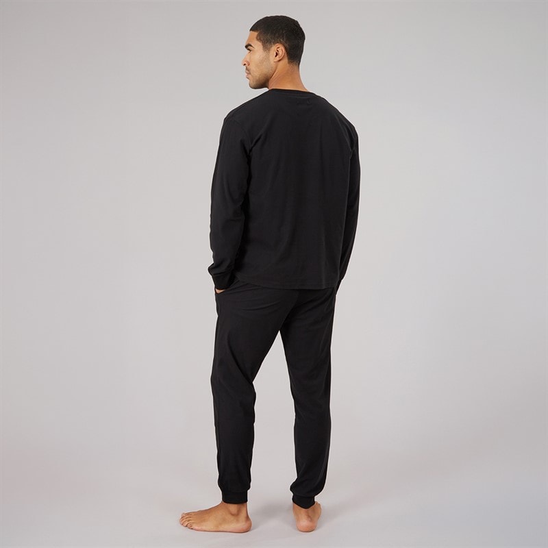 Mens Solid Lounge Set Black - Image 2