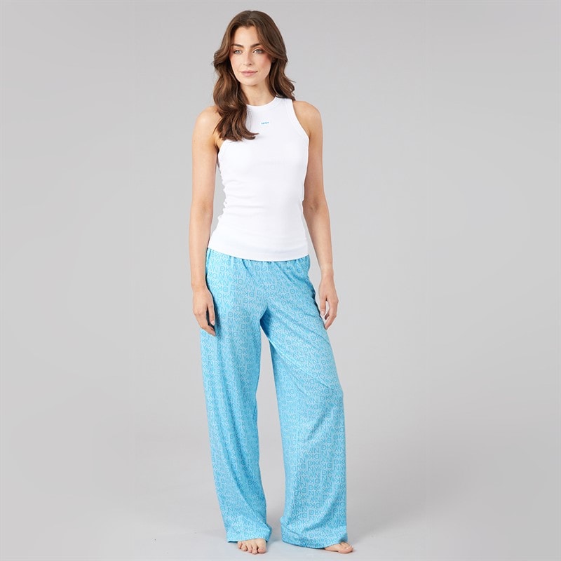 Womens Tank Top Pyjama Set Aqua Print - Image 4