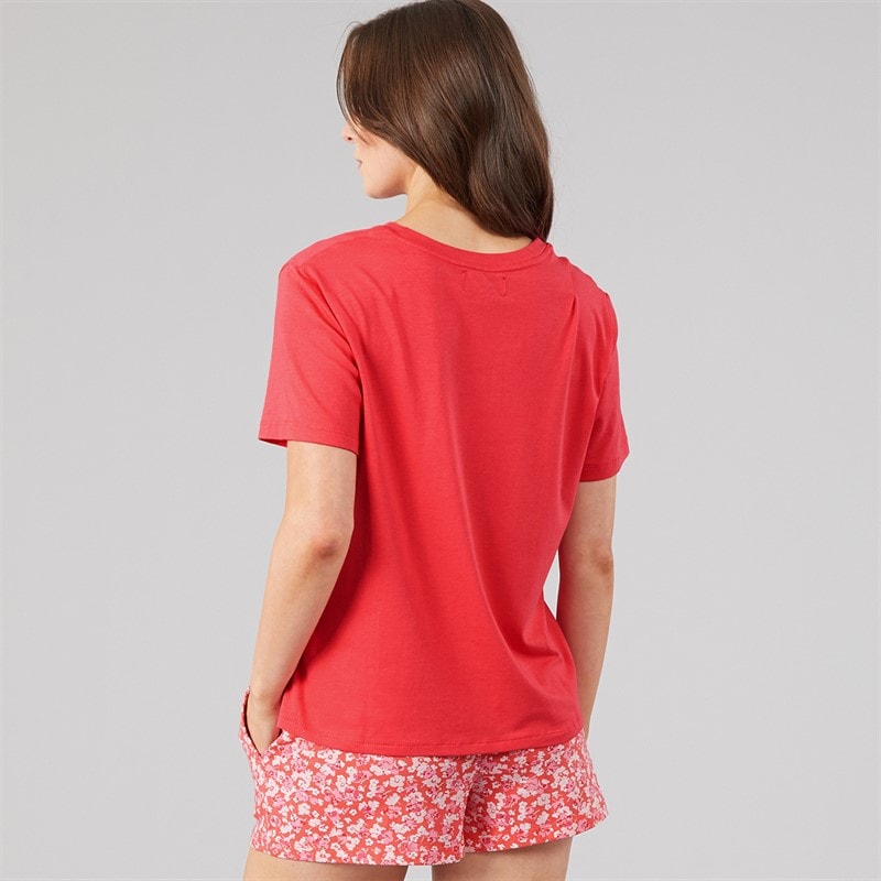 Womens Boxer Pyjama Set Coral Floral - Image 2