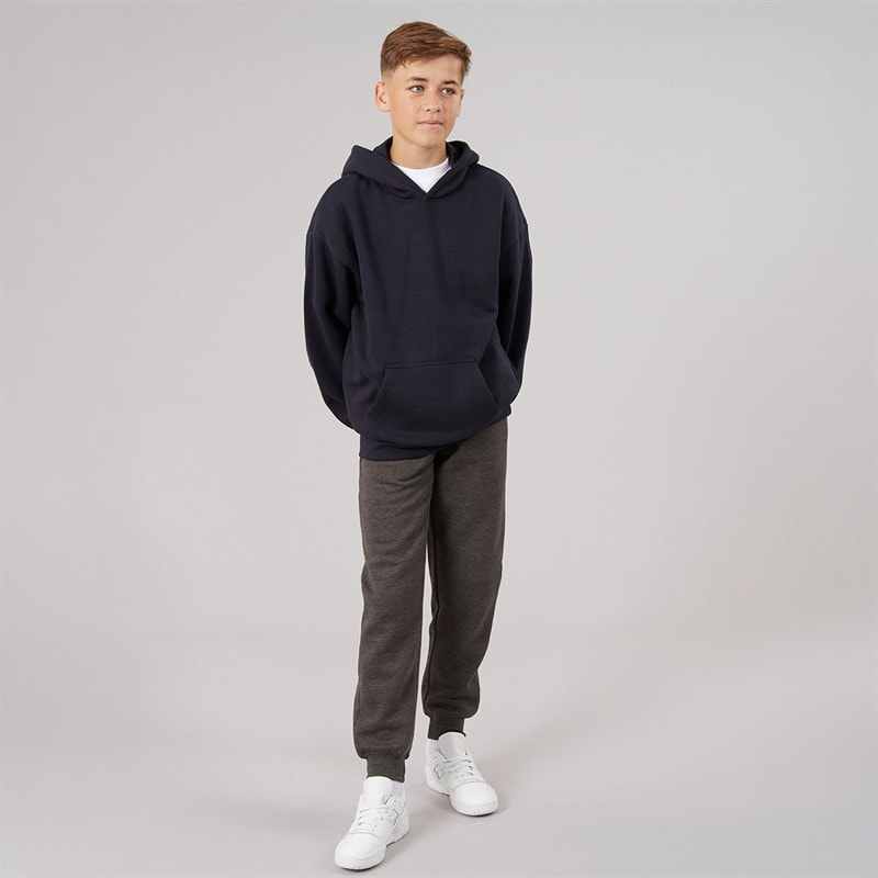 Boys Slim Fit Cuffed Fleece Jog Pants Charcoal Marl - Image 3