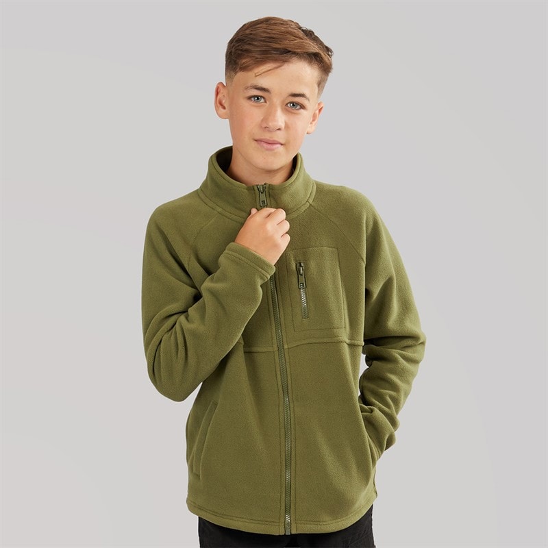 Boys Full Zip Microfleece Jacket Khaki - Image 3