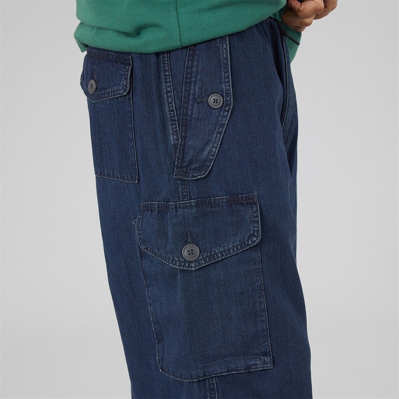 Mens Baggy Field Cargo Trousers Ink Smudge - Image 3