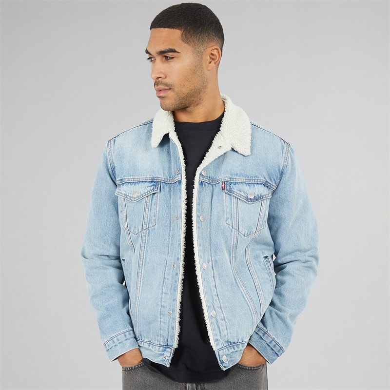 Levi's Mens Sherpa Trucker Jacket Kentucky Blue