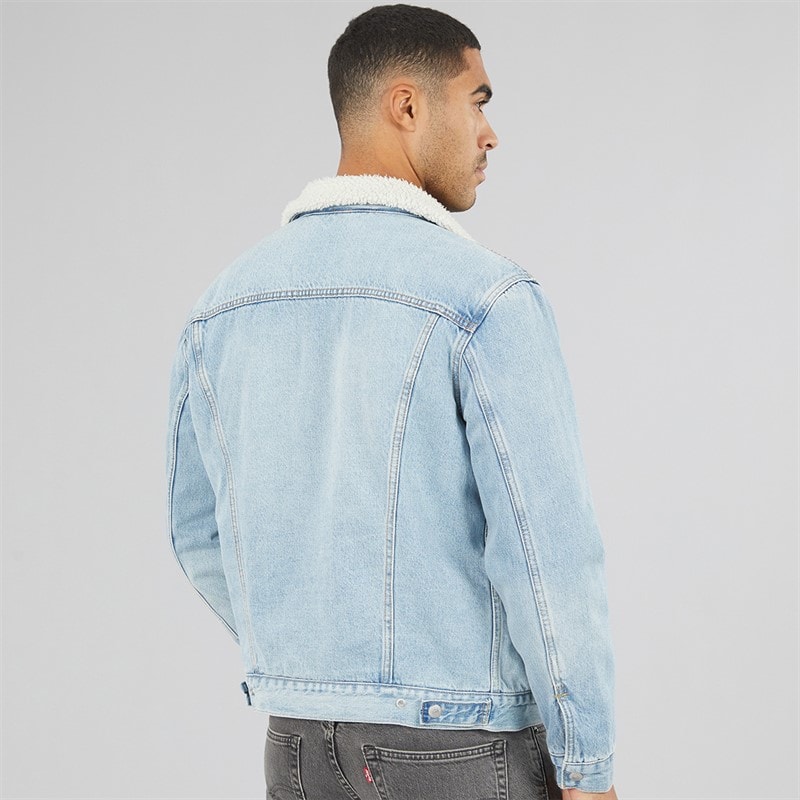 Mens Sherpa Trucker Jacket Kentucky Blue - Image 2
