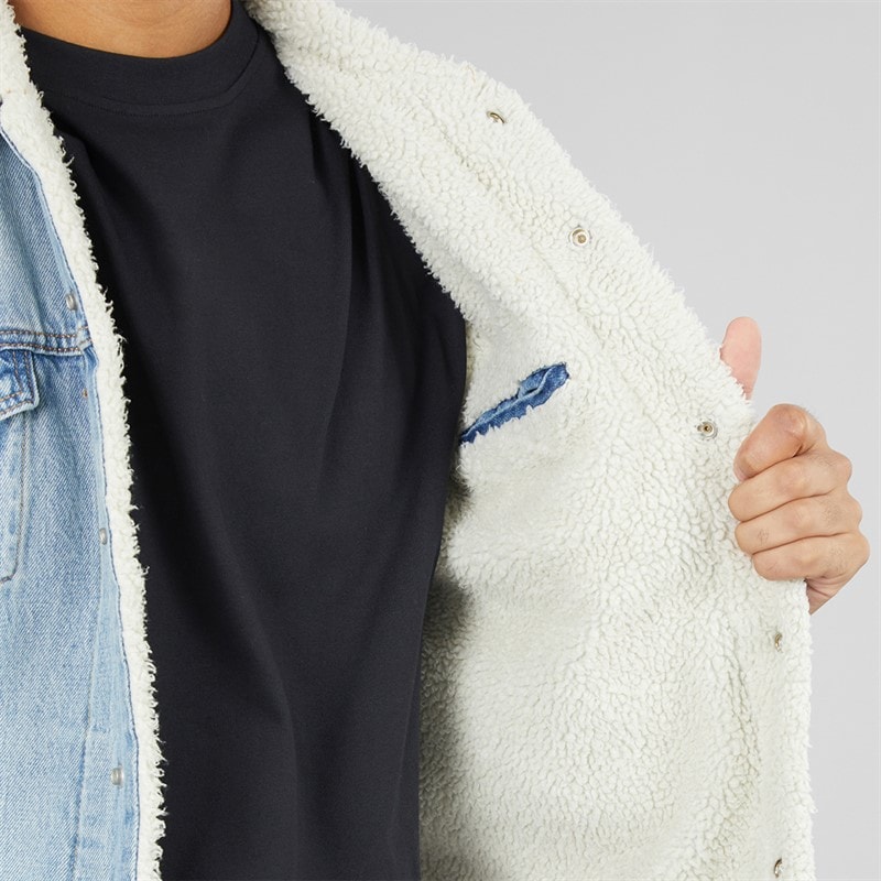 Mens Sherpa Trucker Jacket Kentucky Blue - Image 4