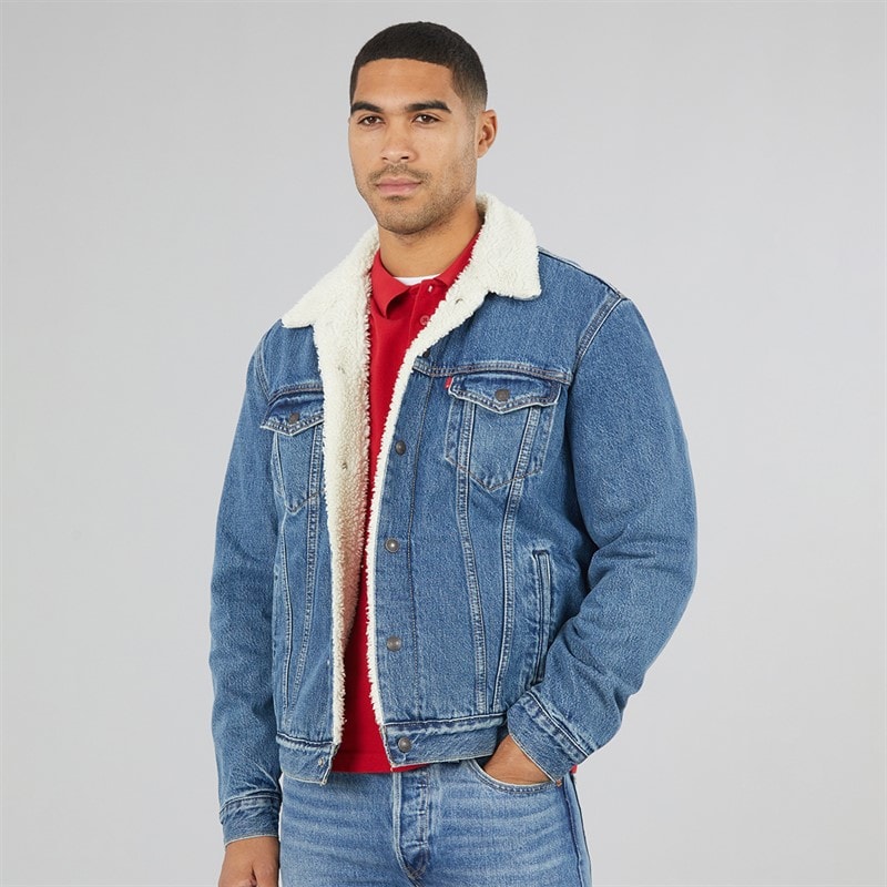 Mens Sherpa Trucker Jacket In The Morning - Image 3