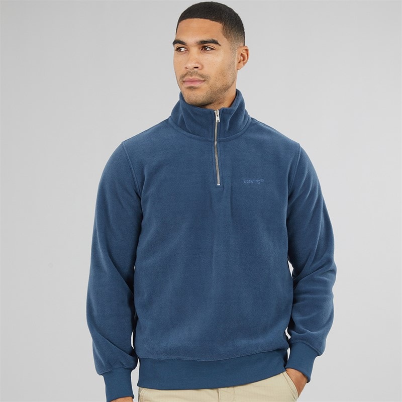 Mens Original 1/4 Zip Fleece Dress Blues - Image 3