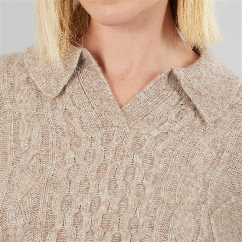Womens Nova Cable Knit Jumper Taupe Gray Heather Bros B2371 - Image 4