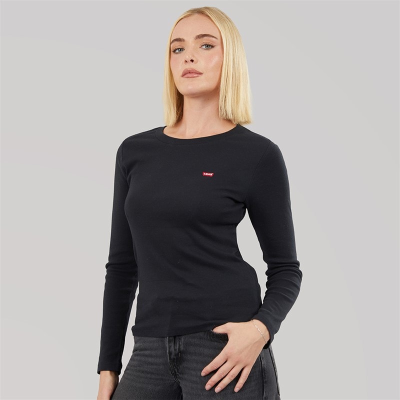 Womens Essential Long Sleeve T-Shirt Caviar - Image 3