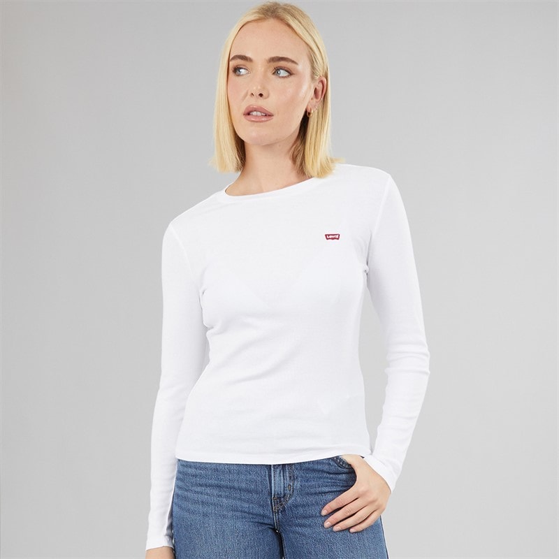 Womens Essential Long Sleeve T-Shirt White - Image 3