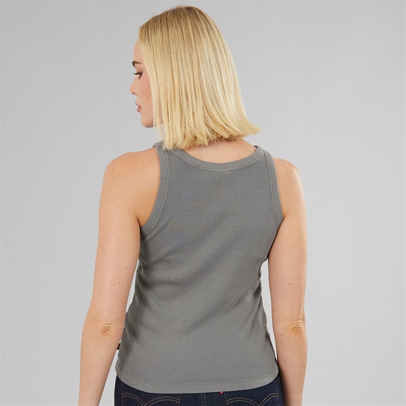 Womens Essential Racer Tank Top Garment Dye FA180896 Smoked Pearl - Image 2