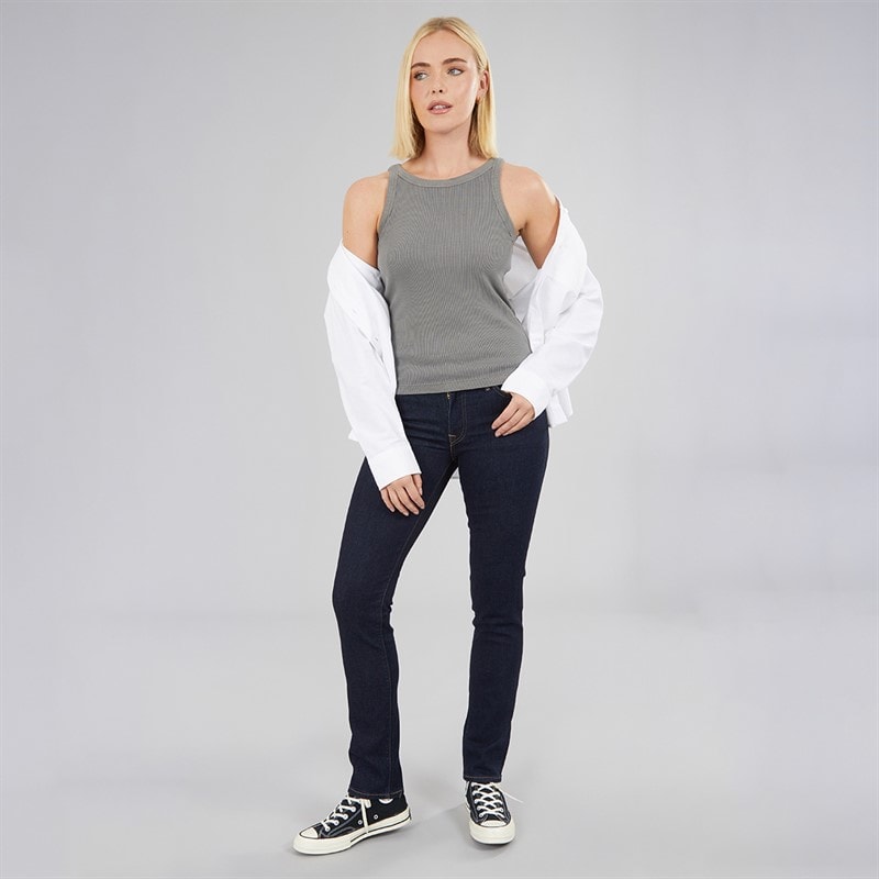 Womens Essential Racer Tank Top Garment Dye FA180896 Smoked Pearl - Image 4