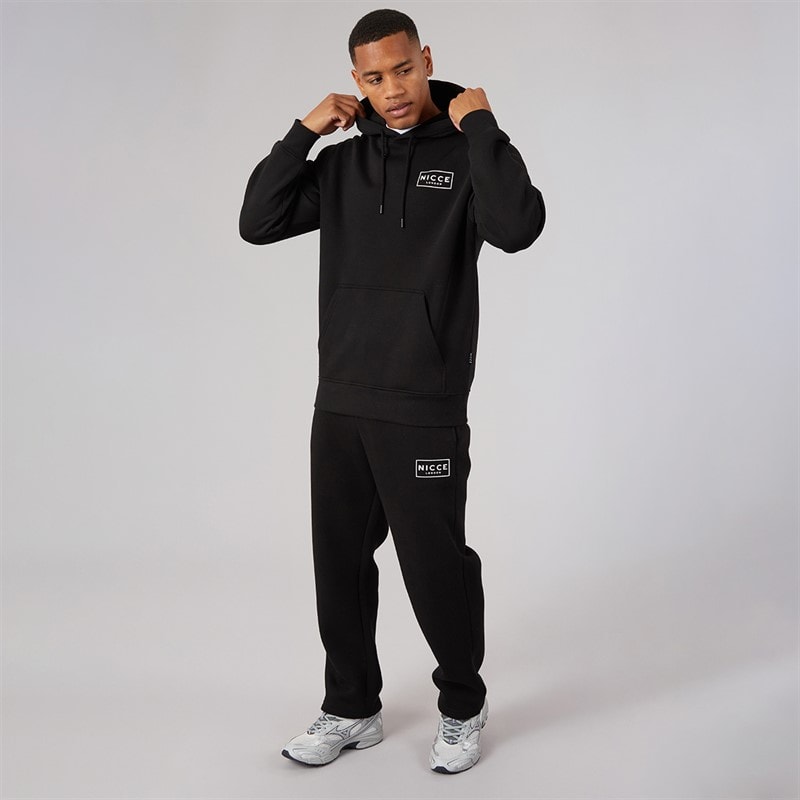Mens Wide Leg Open Hem Joggers Black - Image 4