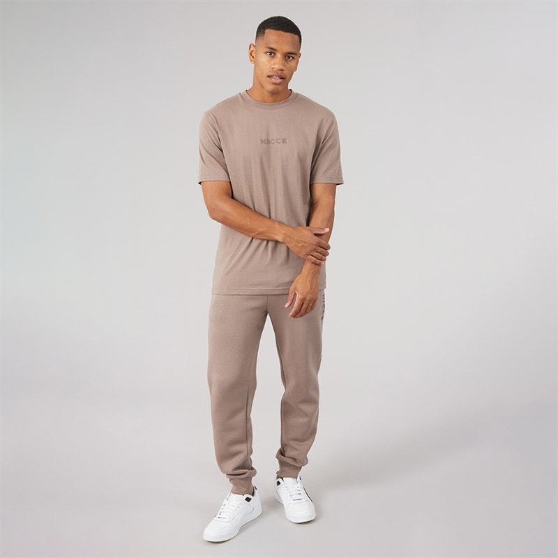 Mens Dinall Three Pack Hoodie T-Shirt And Joggers Set Mink - Image 4