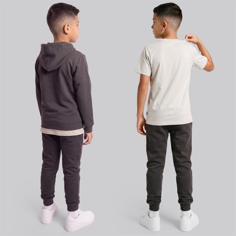 Boys Murrell T-Shirt Hoodie And Joggers Set Coal/Chalk Grey - Image 2