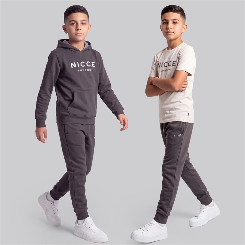 Boys Murrell T-Shirt Hoodie And Joggers Set Coal/Chalk Grey - Image 3