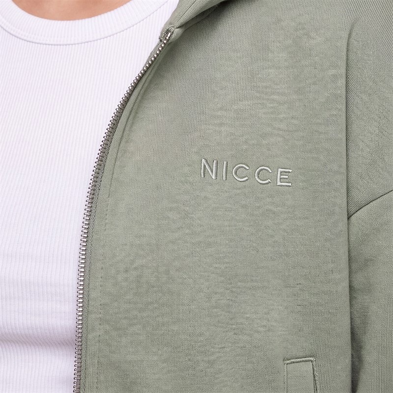 Womens Valencia Cropped Zip Through Hoodie Sage - Image 3