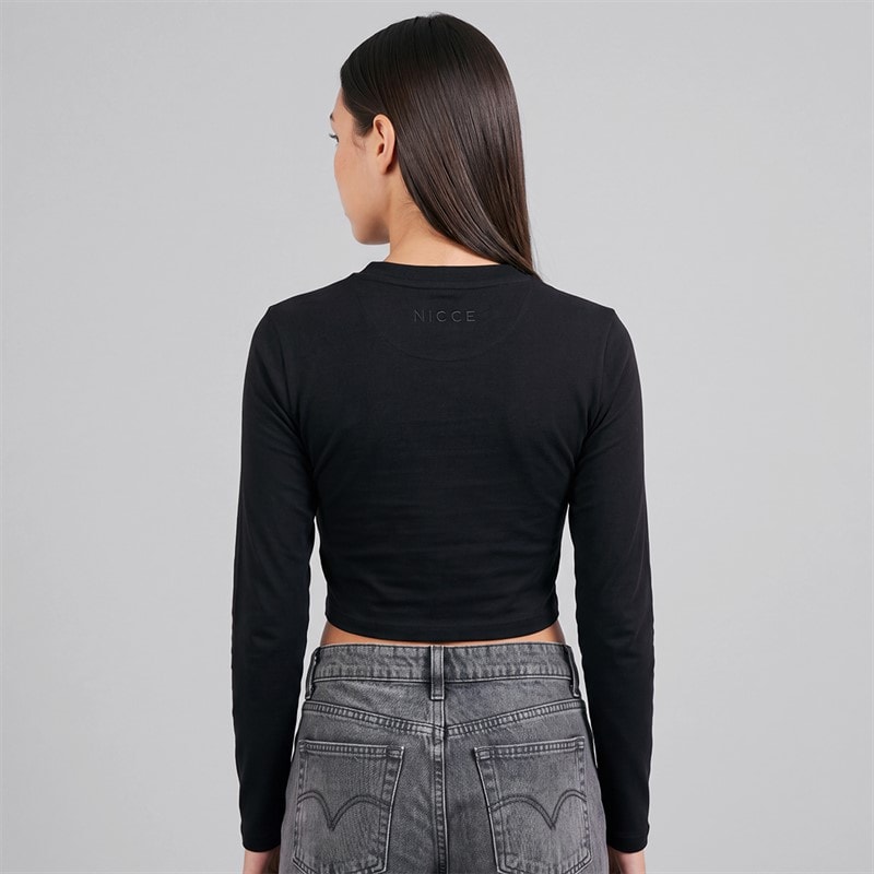 Womens Penelopee Fitted Long Sleeve Henley T-Shirt Black - Image 2