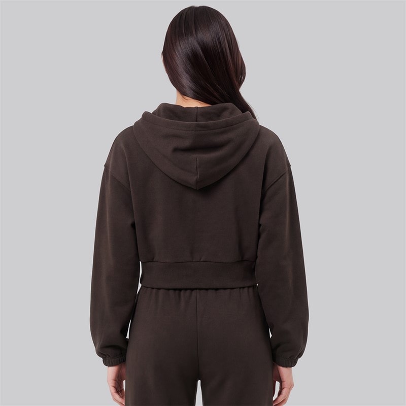 Womens Valencia Cropped Zip Through Hoodie Americano - Image 2