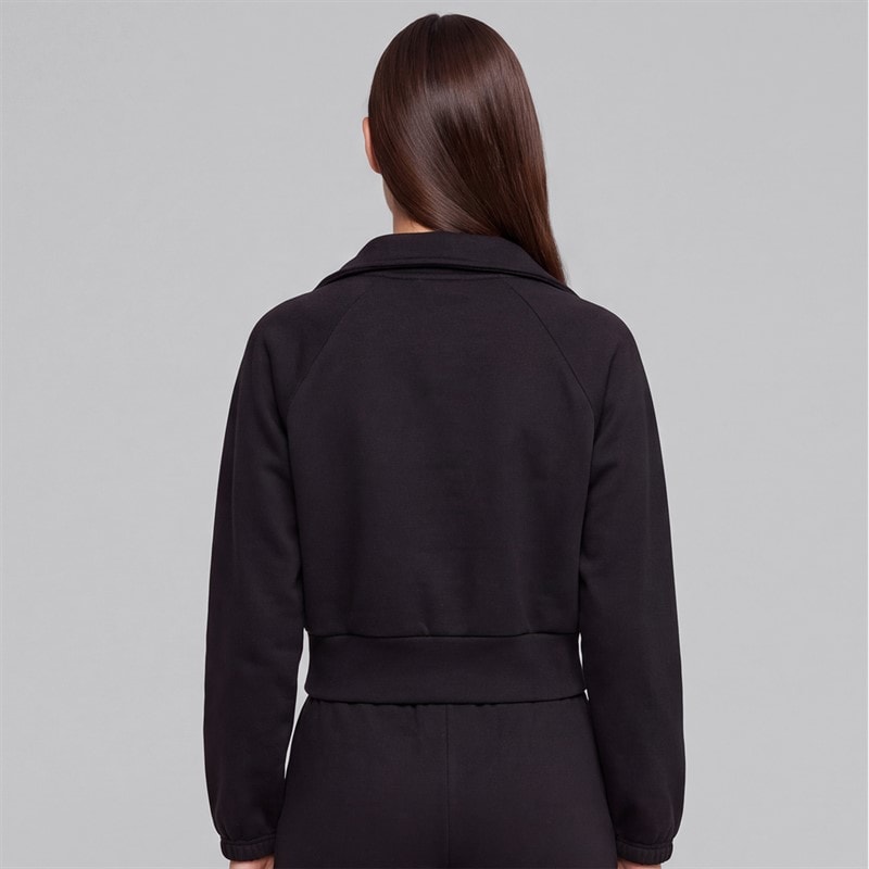 Womens Quintessa Cropped Zip Through Sweatshirt Black - Image 2
