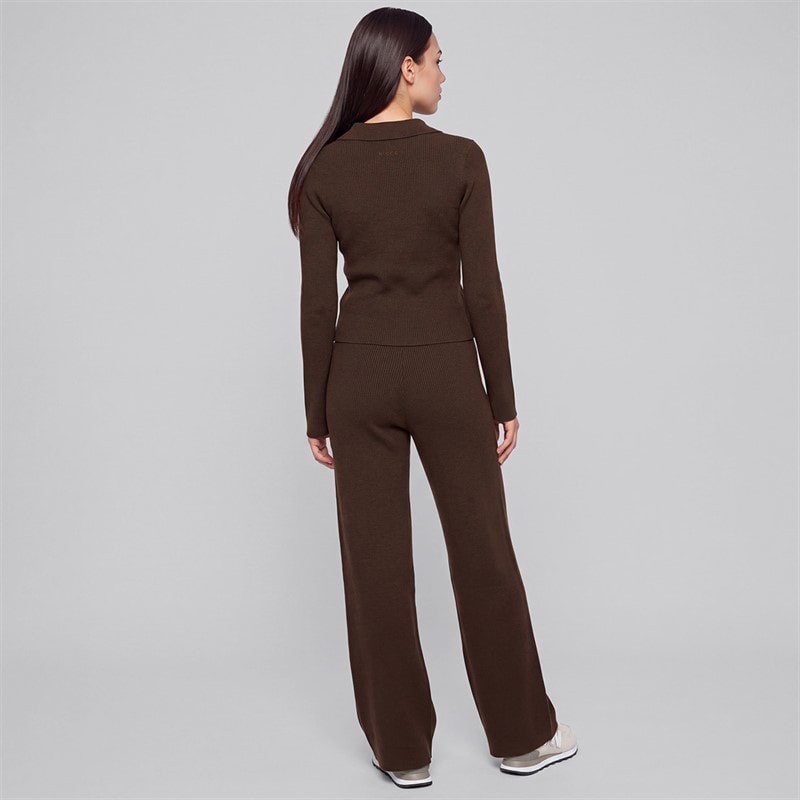 Womens Seraphiel Long Sleeve Knitted Polo And Straight Leg Trousers Americano - Image 2