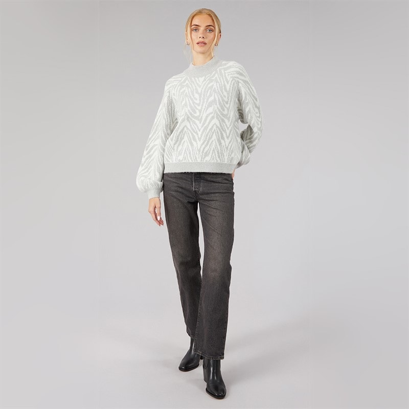 Womens Animal Crew Jumper Light Grey Melange - Image 4