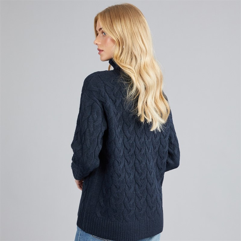 Womens Cable Roll Neck Jumper Midnight - Image 2