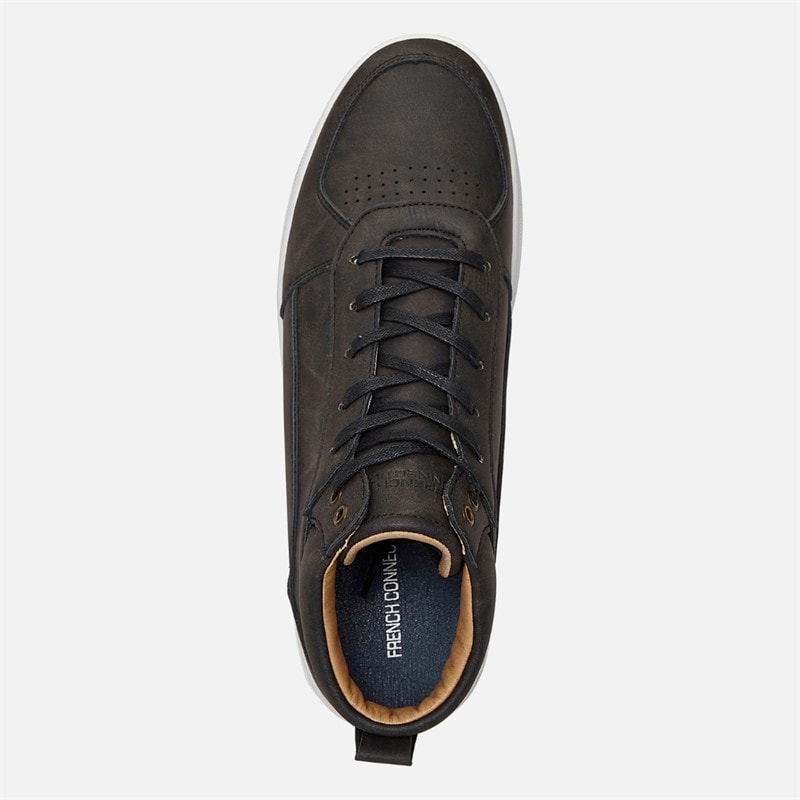 Mens Casual Hi Top Trainers Black - Image 4