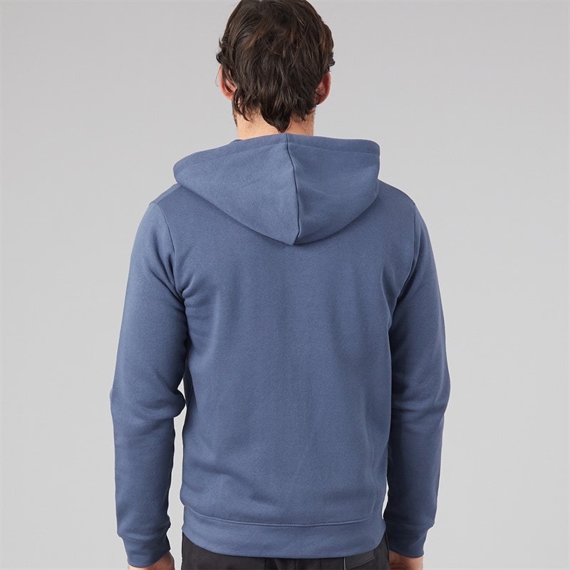 Mens Zip Through Fleece Hoodie Vintage Indigo - Image 2