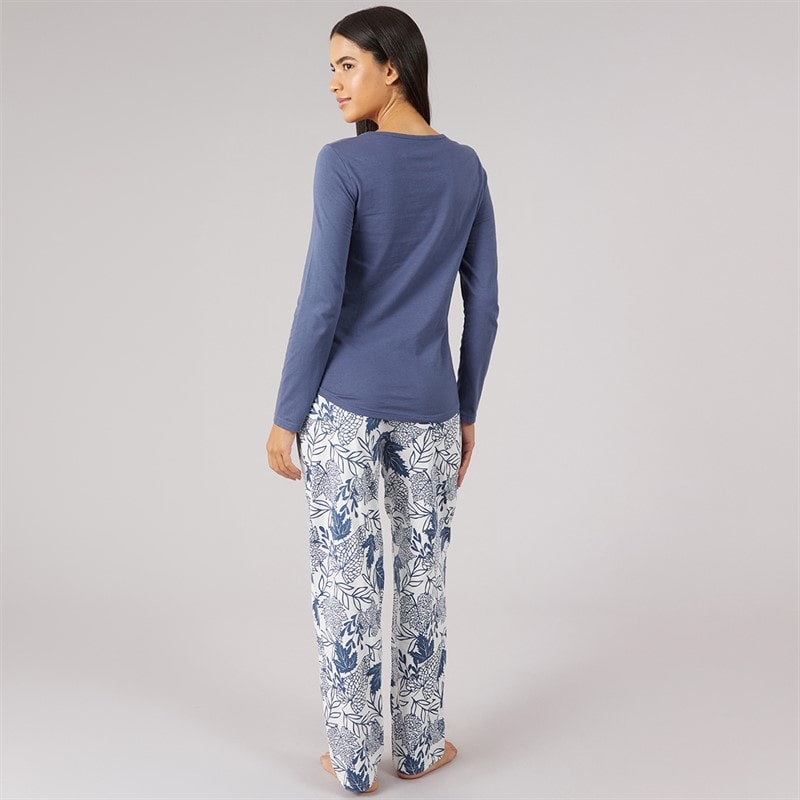 Womens Long Sleeve AOP Pyjama Set Blue/White - Image 2