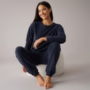 Womens Microfleece Lounge Set Navy