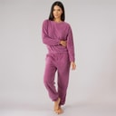 Womens Microfleece Lounge Set Plum