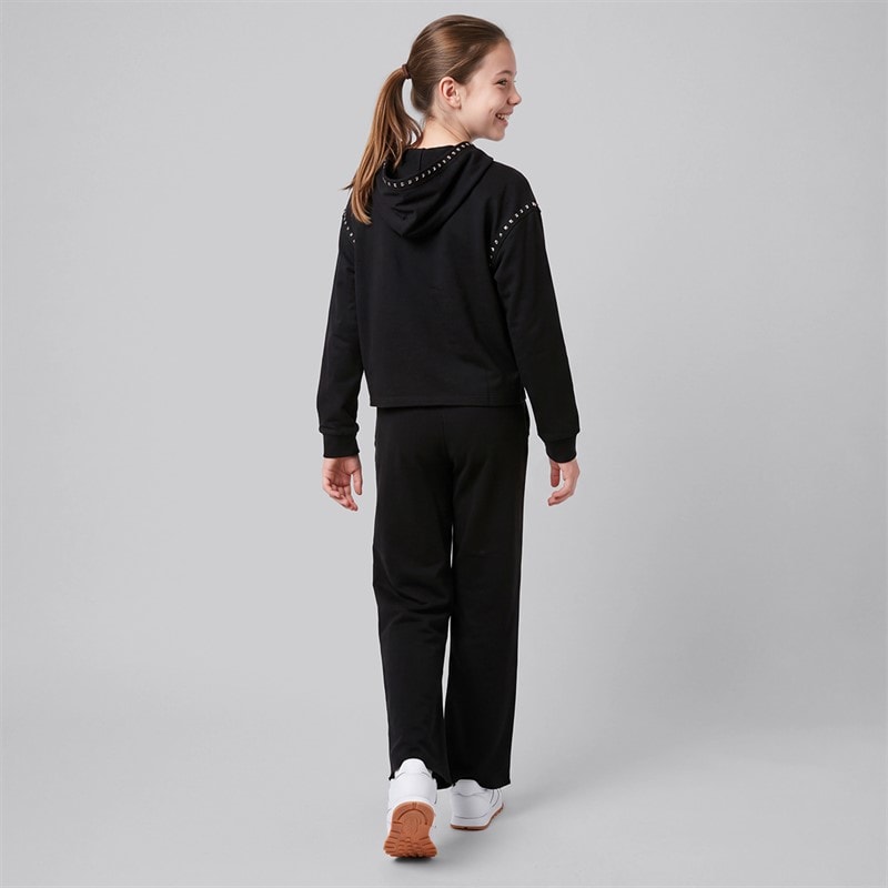 Girls Piper Hoodie And Loose Fit Joggers Tracksuit Jet Black - Image 2