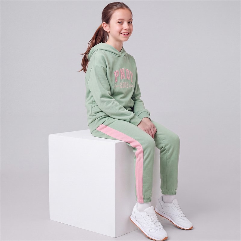 Girls Roxy Hoodie And Joggers Tracksuit Cameo Green/Pink Dolphin - Image 3