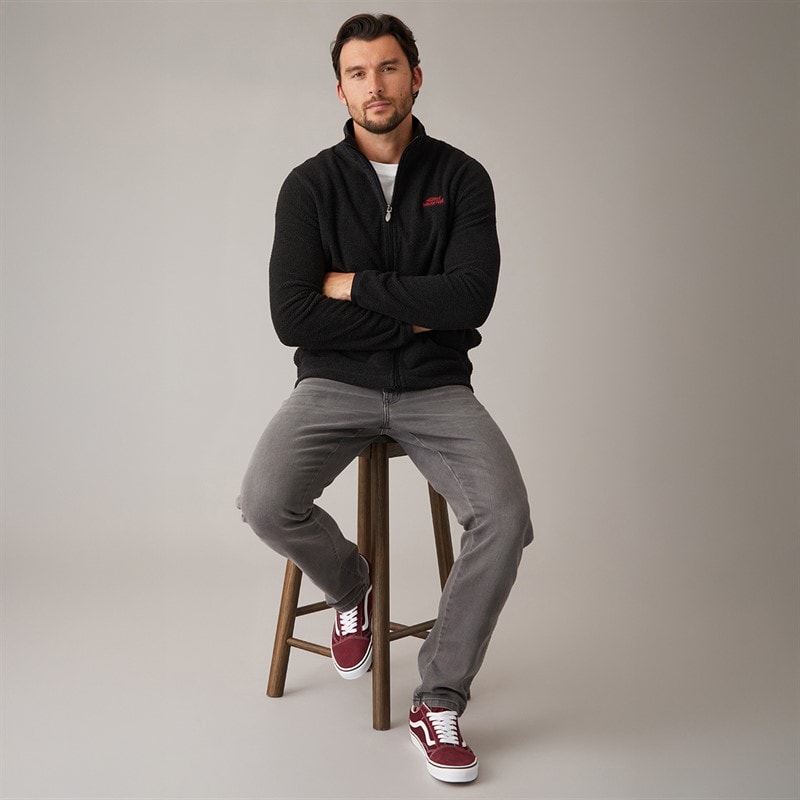 Mens Lemington Full Zip Textured Fleece Black - Image 2