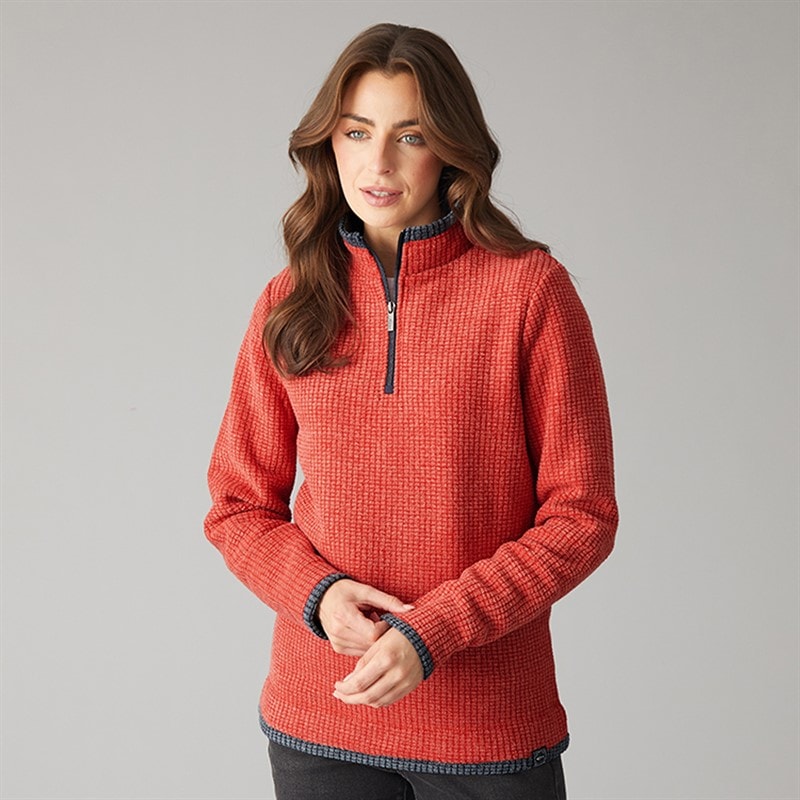 Weird Fish Womens Zelie 1/4 Zip Grid Fleece Acer Red