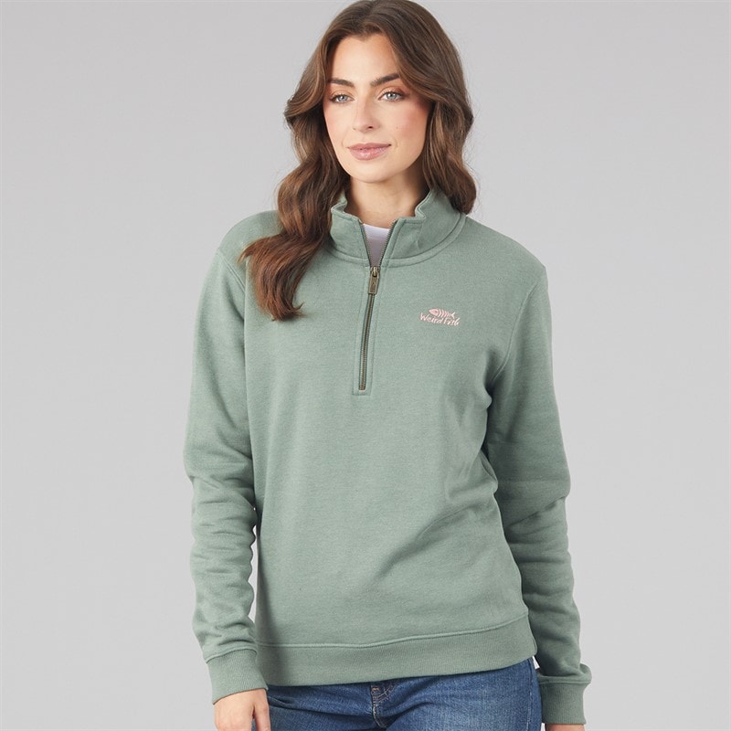 Weird Fish Womens Emery 1/4 Zip Sweatshirt MilGreen