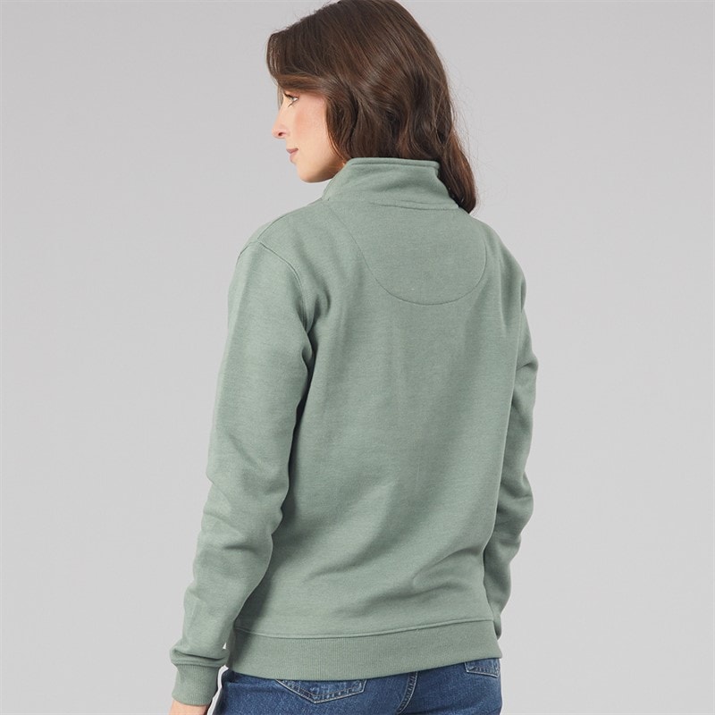 Womens Emery 1/4 Zip Sweatshirt MilGreen - Image 2